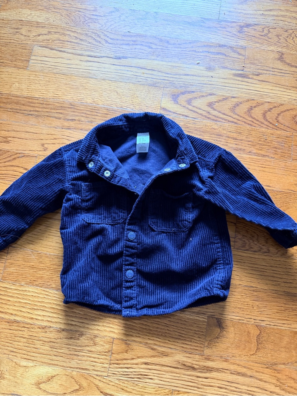H&M Navy Blue Corduroy Button-Down Shirt Jacket
